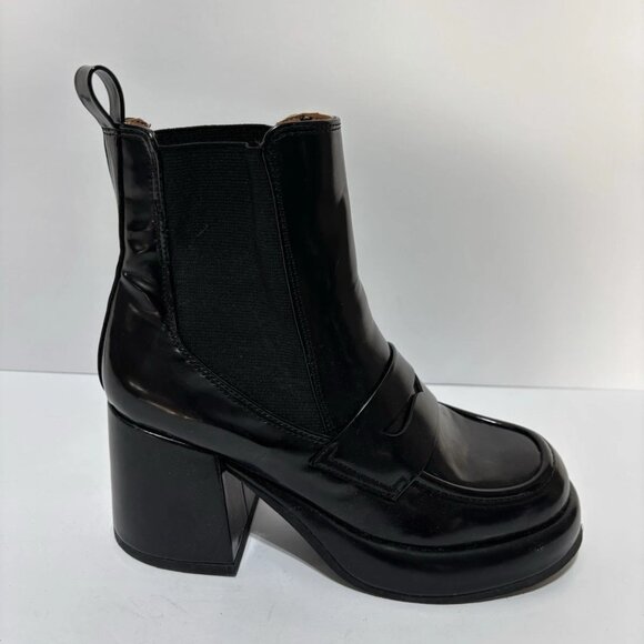 Madden Girl Shoes - Madden Girl Black Patent Block Heel Chelsea Boot